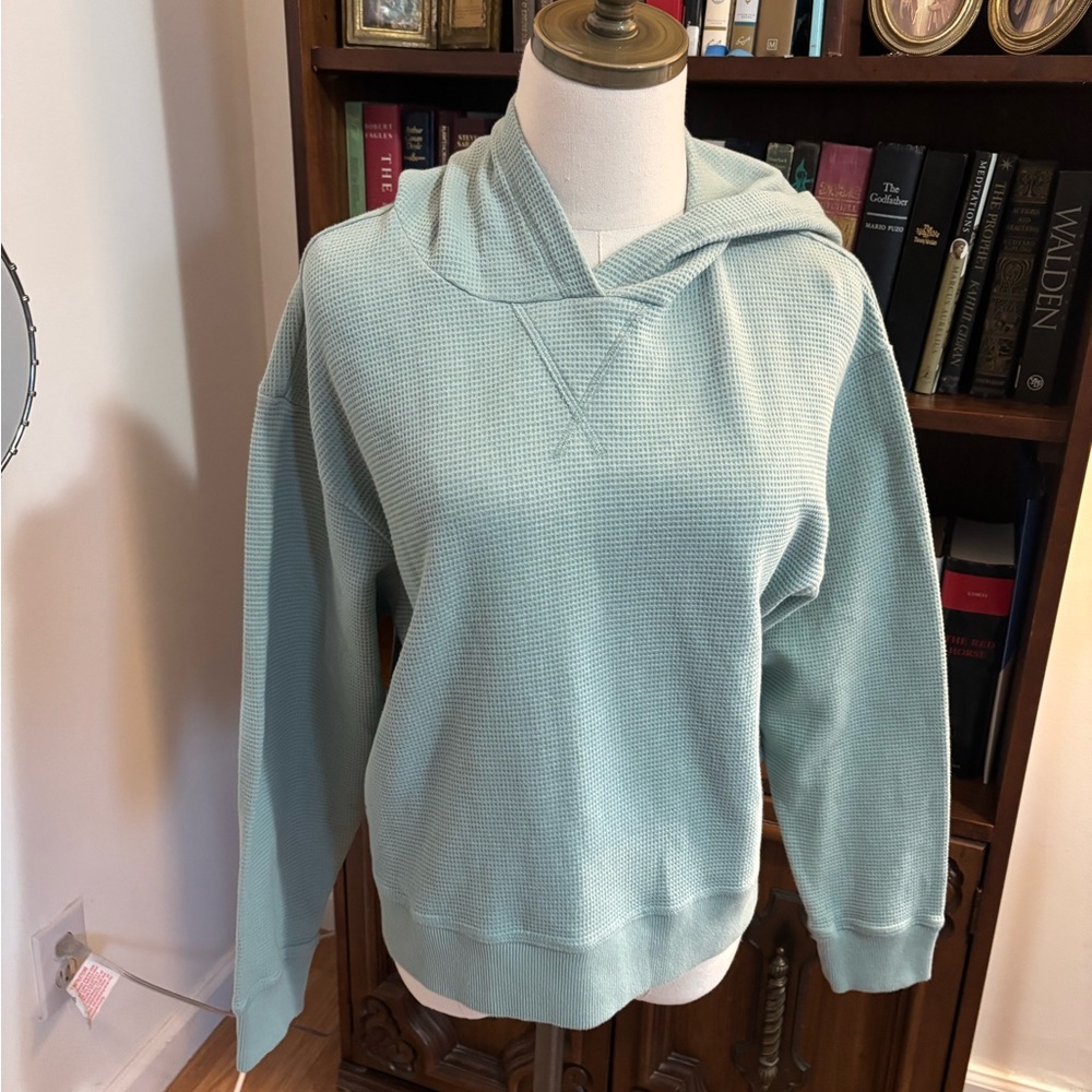 HAVEN ORGANIC COTTON WAFFLE KNIT HOODIE SZ Medium Green NWT - Picture 2 of 4